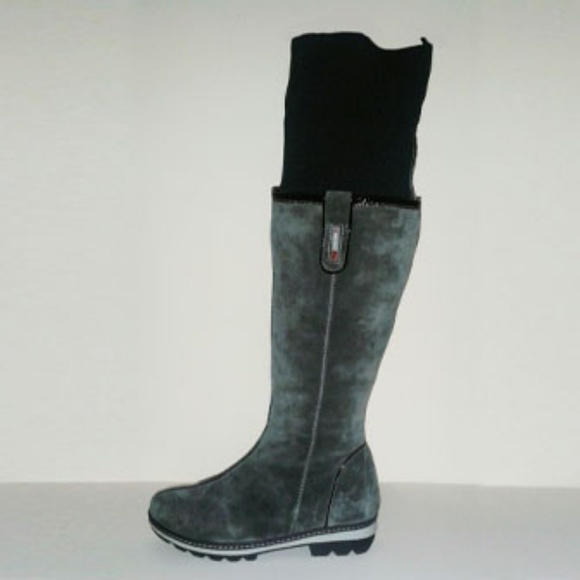 ELTEMPO WOMEN'S SUEDE WINTER  HIGH-KNEE GRAY-GREEN BOOTS SIZE 8 - Picture 3 of 8